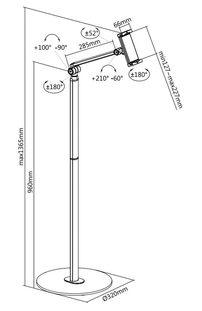 Supporto da Pavimento Inclinabile e Girevole per Dispositivi Mobili da 4.7'' a 12.9'' in Mobili Scontolo.net - Potenza, commercioVirtuoso.it