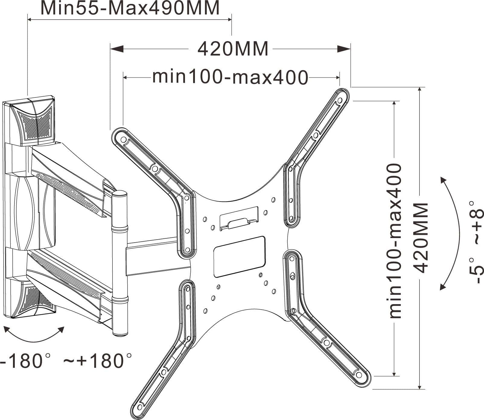 Supporto a Muro Slim per TV LED LCD 25-52'' Full Motion Nero in Supporti da parete e da soffitto Scontolo.net - Potenza, commercioVirtuoso.it