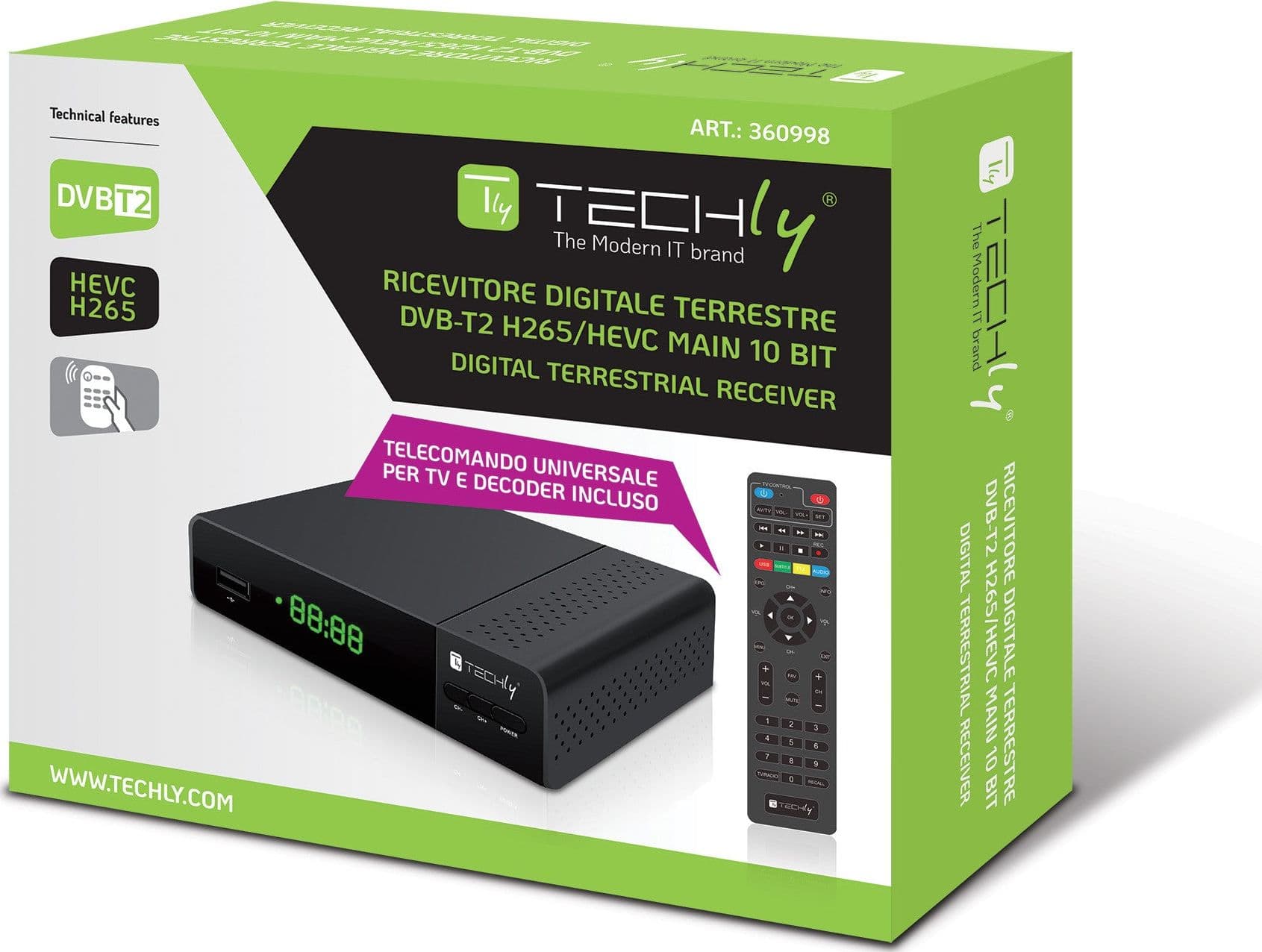 Decoder Ricevitore Digitale Terrestre DVB-T/T2 H.265 HEVC 10bit con Display e Telecomando Universale 2 in 1 in Ricevitori digitale terrestre Scontolo.net - Potenza, commercioVirtuoso.it