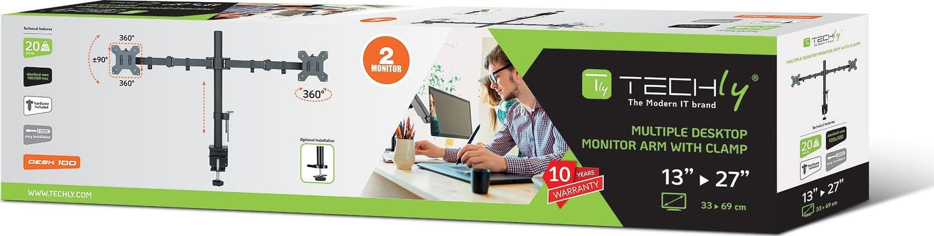 Supporto da Scrivania per 2 Monitor 13-27'' Installazione con Morsetto o Vite Passante in  Scontolo.net - Potenza, commercioVirtuoso.it