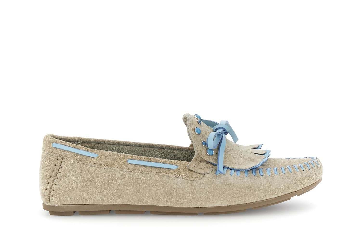 MOCASSINO IN PELLE SCAMOSCIATA CON FRANGIA in Loafer e mocassini 3A Moda Mare Sport - Bellaria Igea Marina, commercioVirtuoso.it