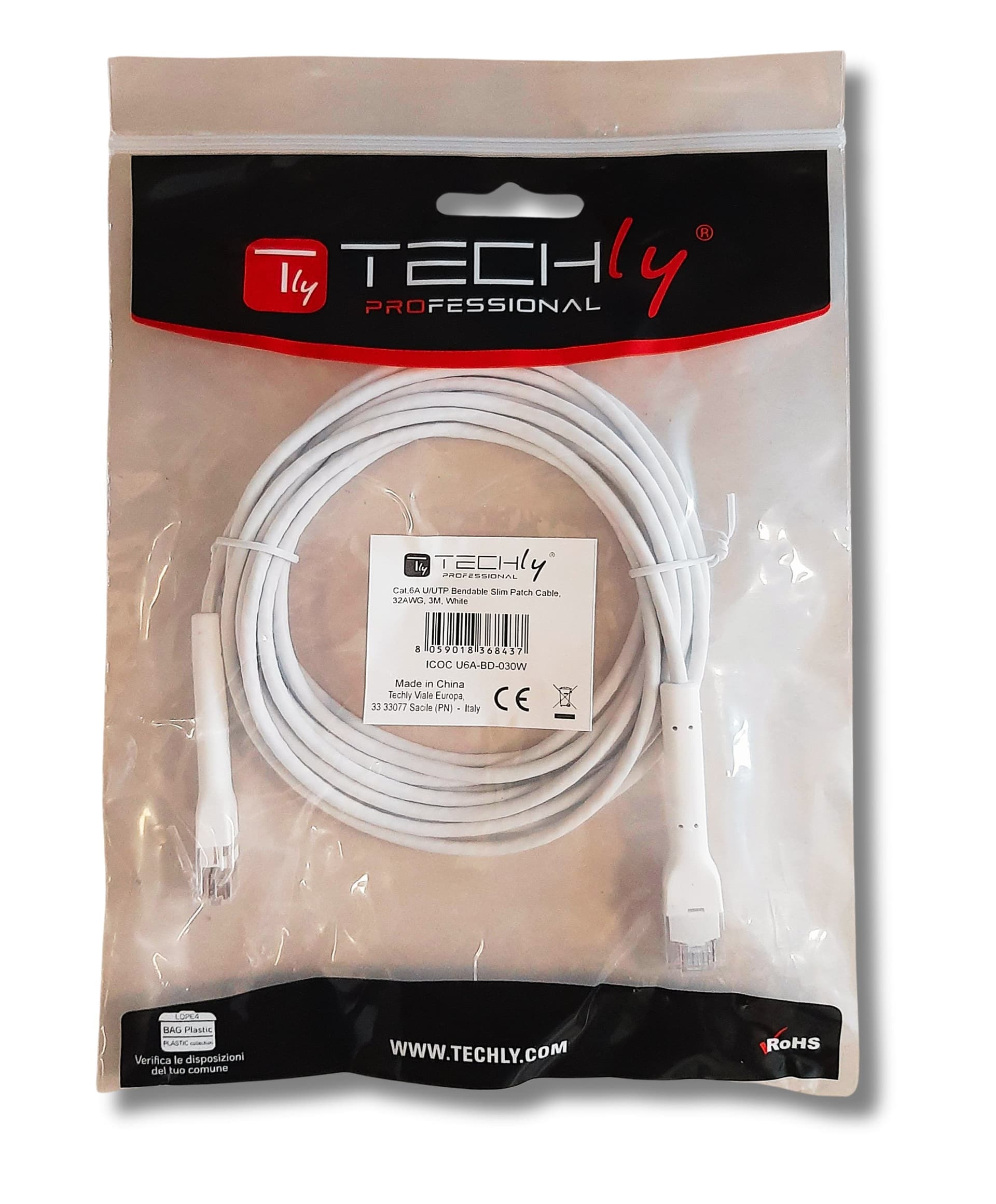 Cavo Slim Patch di Rete Pieghevole in Rame Cat.6A U/UTP 2m Bianco in Cavi Ethernet Scontolo.net - Potenza, commercioVirtuoso.it