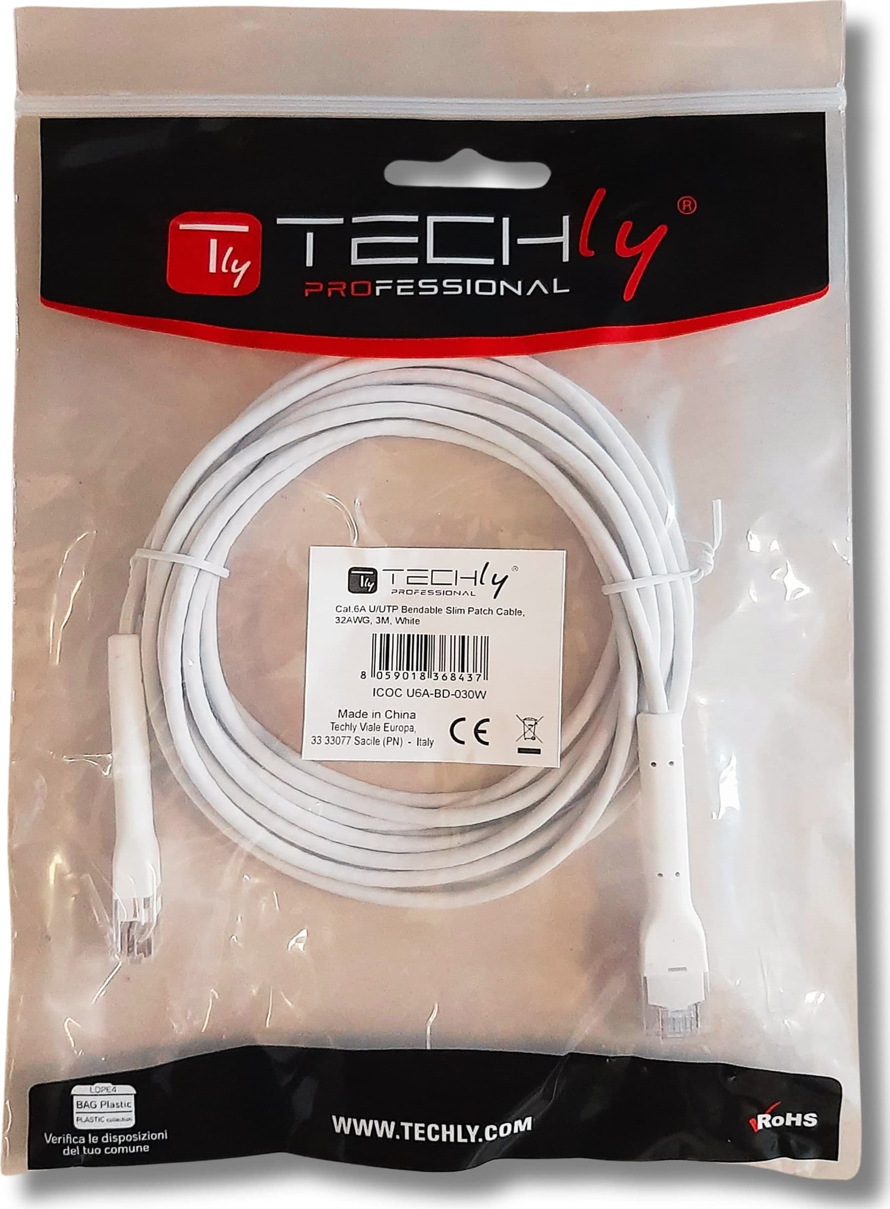 Cavo Slim Patch di Rete Pieghevole in Rame Cat.6A U/UTP 3 metri Bianco in Cavi Ethernet Scontolo.net - Potenza, commercioVirtuoso.it