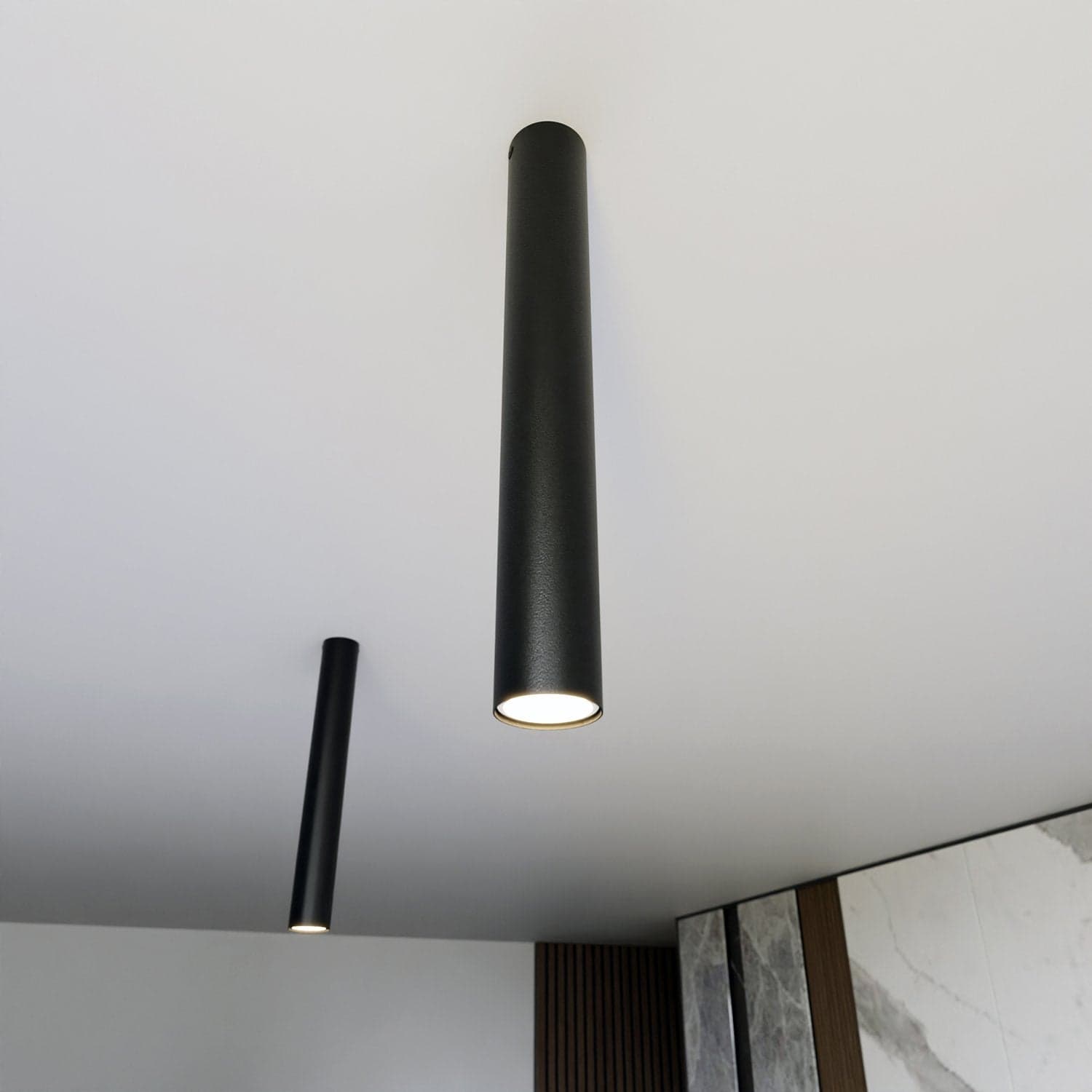 Plafoniera Moderna Faretto Tecno 1 Luce Acciaio Nero 45 Cm in Faretti da soffitto LuceArt - Montecorvino Pugliano, commercioVirtuoso.it
