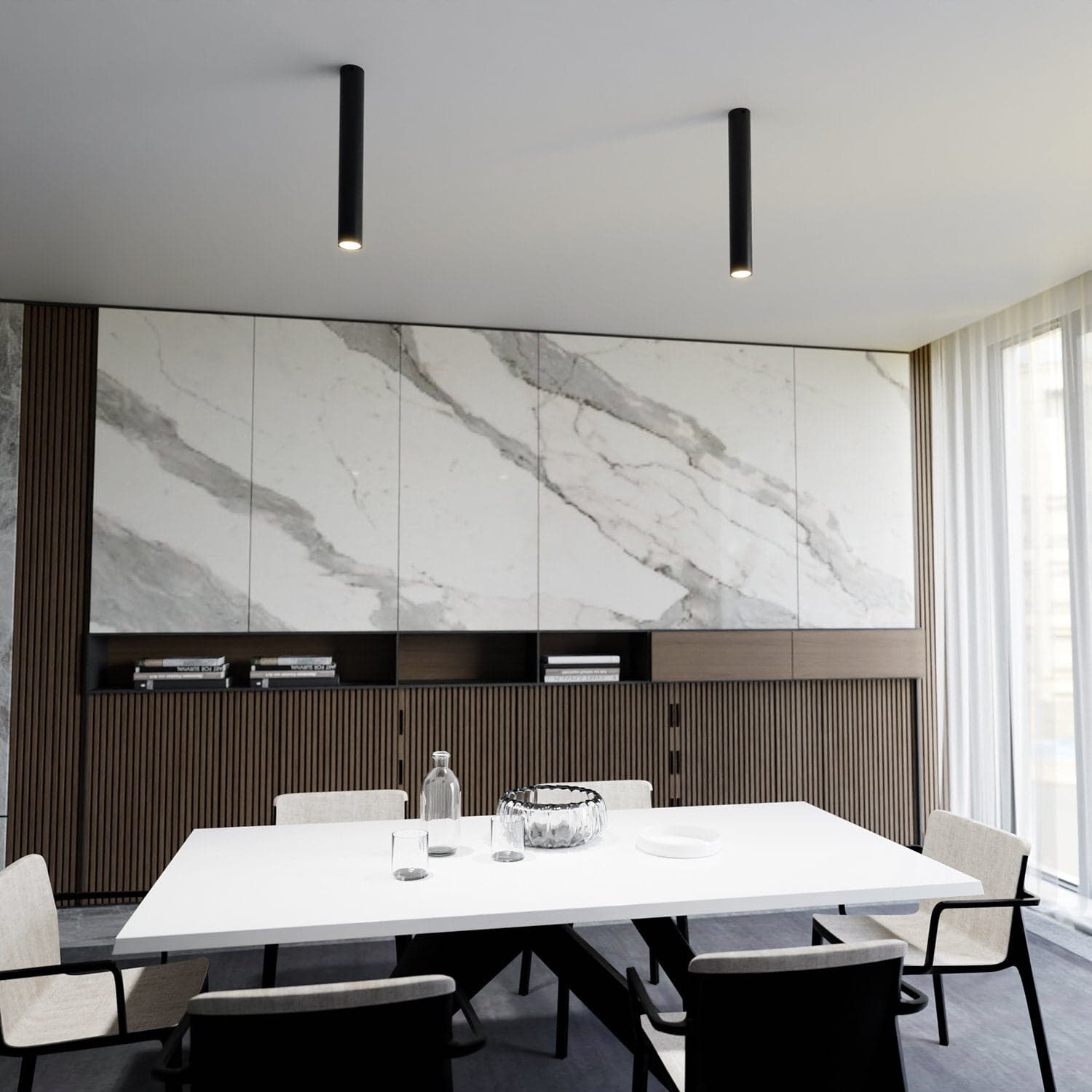 Plafoniera Moderna Faretto Tecno 1 Luce Acciaio Nero 45 Cm in Faretti da soffitto LuceArt - Montecorvino Pugliano, commercioVirtuoso.it