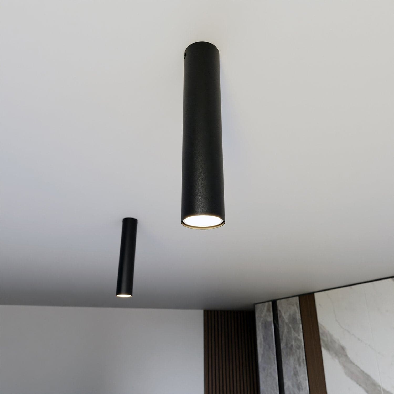 Plafoniera Moderna Faretto Tecno 1 Luce Acciaio Nero 30 Cm in Faretti da soffitto LuceArt - Montecorvino Pugliano, commercioVirtuoso.it