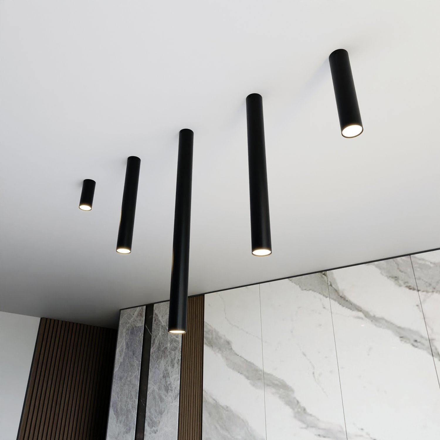 Plafoniera Moderna Faretto Tecno 1 Luce Acciaio Nero 30 Cm in Faretti da soffitto LuceArt - Montecorvino Pugliano, commercioVirtuoso.it
