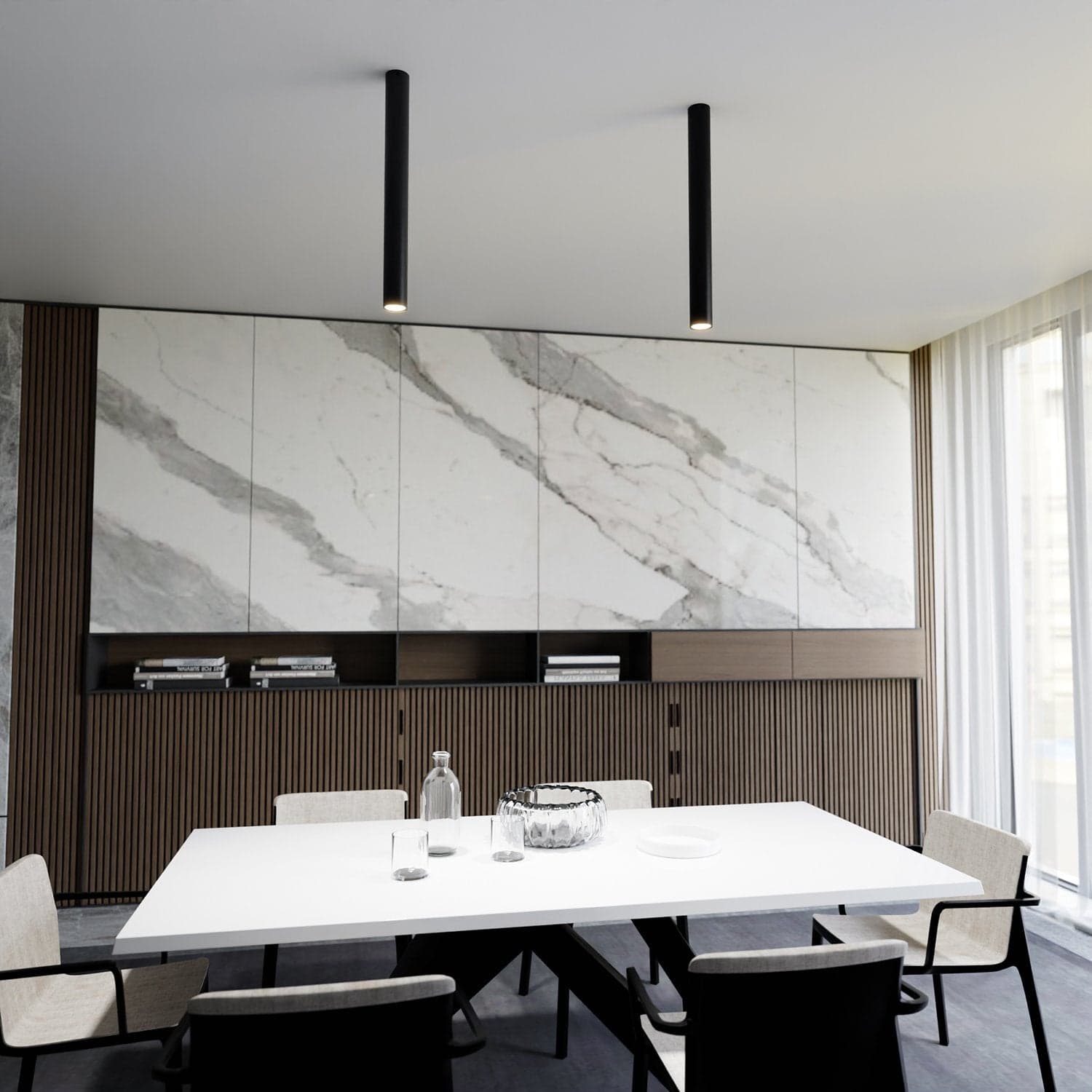 Plafoniera Moderna Faretto Tecno 1 Luce Acciaio Nero 60 Cm in Faretti da soffitto LuceArt - Montecorvino Pugliano, commercioVirtuoso.it