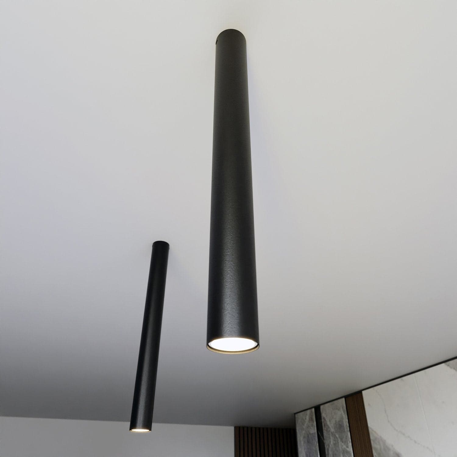Plafoniera Moderna Faretto Tecno 1 Luce Acciaio Nero 60 Cm in Faretti da soffitto LuceArt - Montecorvino Pugliano, commercioVirtuoso.it