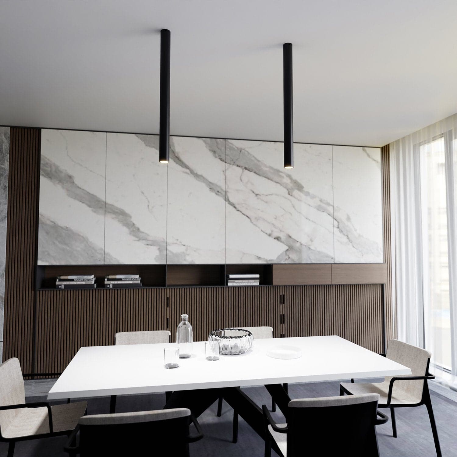 Plafoniera Moderna Faretto Tecno 1 Luce Acciaio Nero 80 Cm in Faretti da soffitto LuceArt - Montecorvino Pugliano, commercioVirtuoso.it