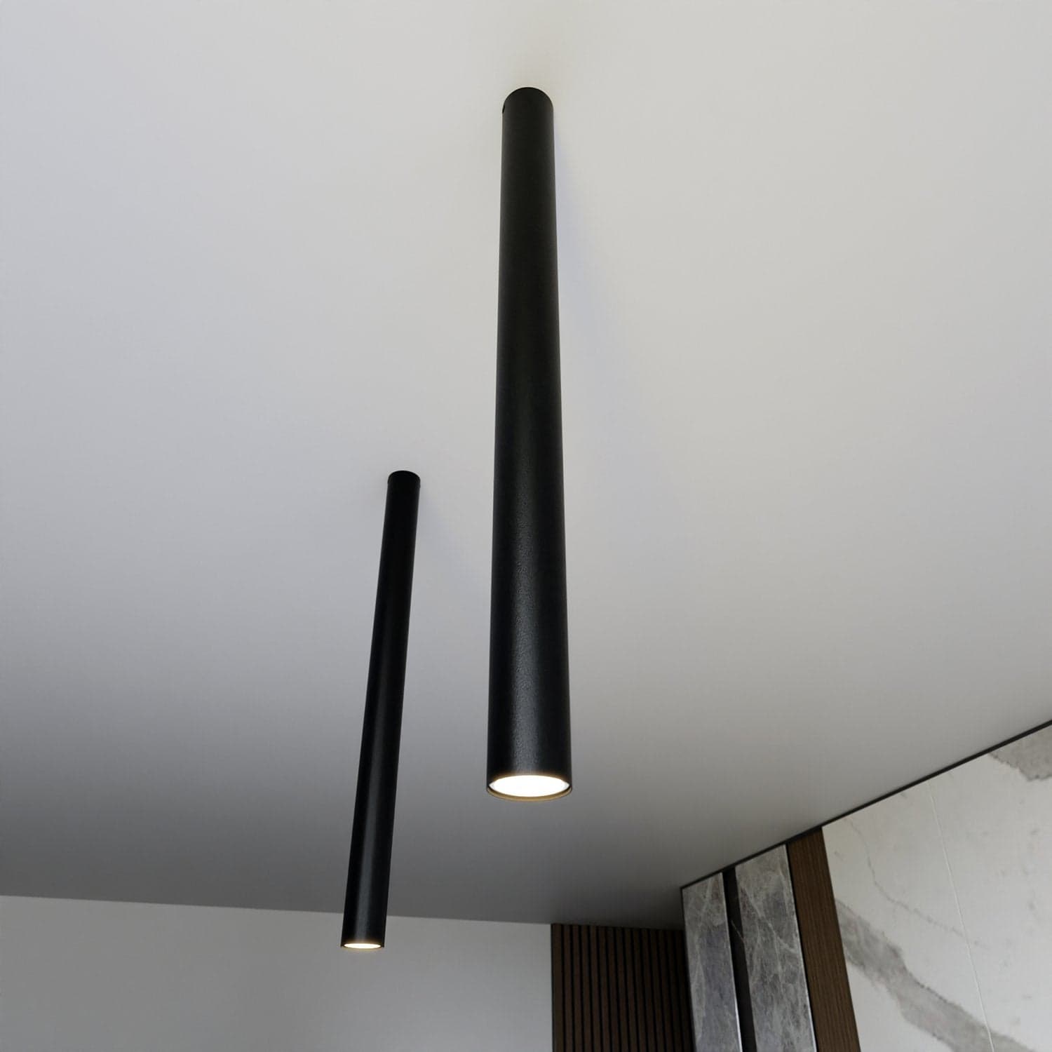 Plafoniera Moderna Faretto Tecno 1 Luce Acciaio Nero 80 Cm in Faretti da soffitto LuceArt - Montecorvino Pugliano, commercioVirtuoso.it