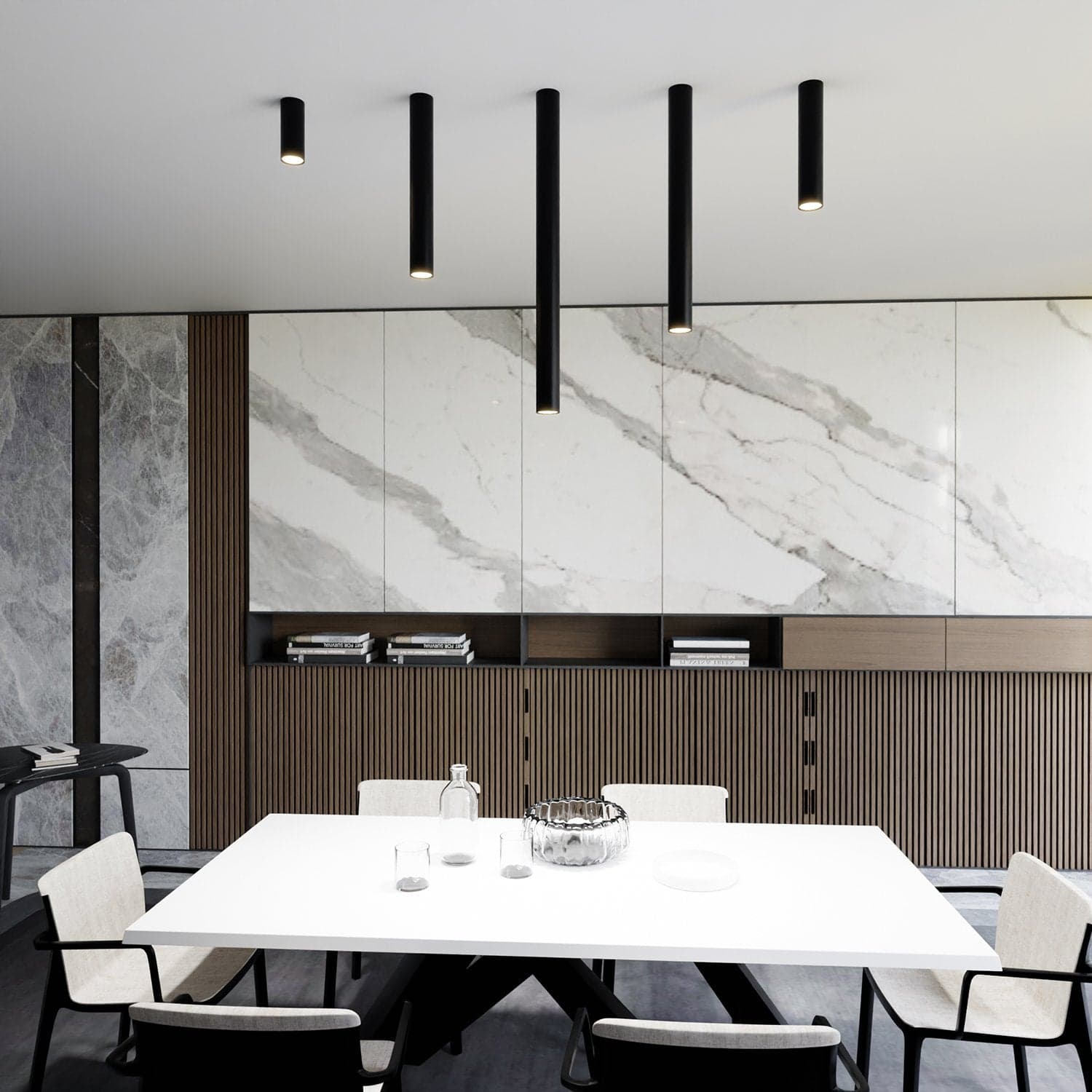 Plafoniera Moderna Faretto Tecno 1 Luce Acciaio Nero 80 Cm in Faretti da soffitto LuceArt - Montecorvino Pugliano, commercioVirtuoso.it