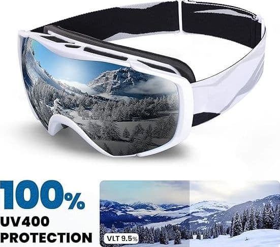 Outdoor Master Classic Maschera Sci OTG Anti-Appannamento UV400, Bianco in prodotto 3A Moda Mare Sport - Bellaria Igea Marina, commercioVirtuoso.it