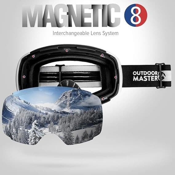 OutdoorMaster Maschera Sci Pro con Lenti Magnetiche Intercambiabili, Polarizzate HD, UV400 Bianco in prodotto 3A Moda Mare Sport - Bellaria Igea Marina, commercioVirtuoso.it