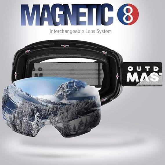 OutdoorMaster Maschera Sci Pro con Lenti Magnetiche Intercambiabili, Polarizzate HD, UV400 Nero in prodotto 3A Moda Mare Sport - Bellaria Igea Marina, commercioVirtuoso.it