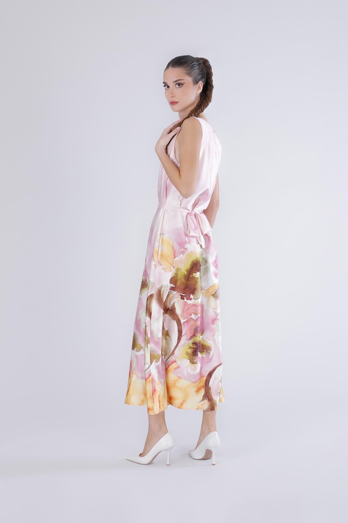 ABITO LUNGO IN SATIN STAMPATO in Casual 3A Moda Mare Sport - Bellaria Igea Marina, commercioVirtuoso.it