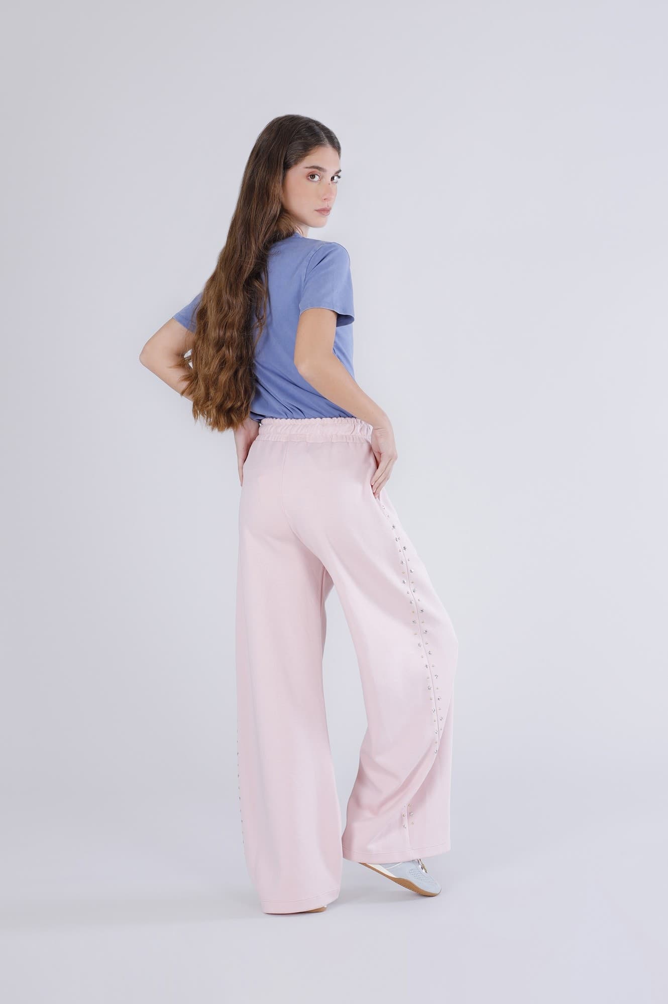 PANTALONE PALAZZO CON APPLICAZIONE in Pantaloni 3A Moda Mare Sport - Bellaria Igea Marina, commercioVirtuoso.it