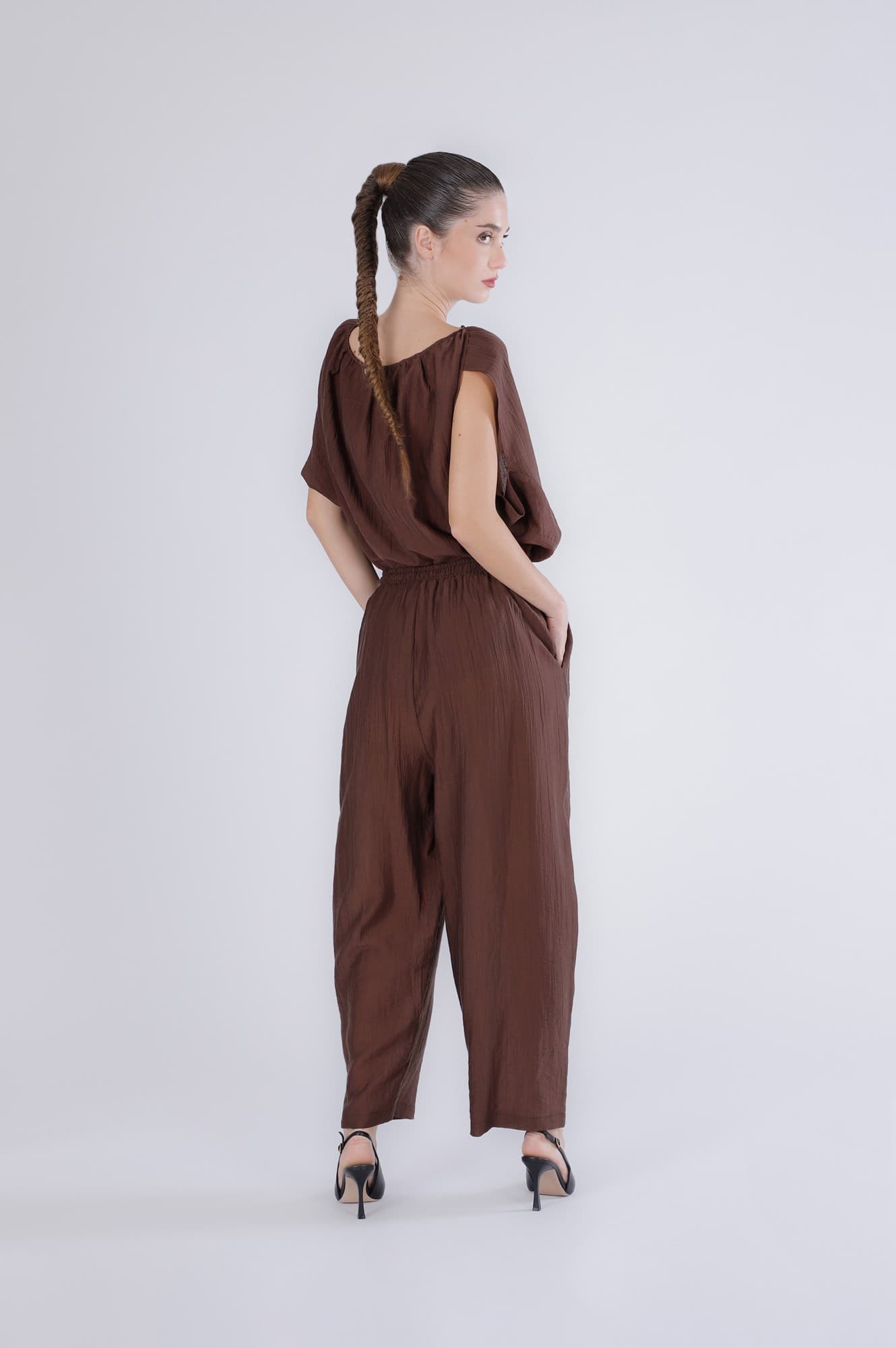 PANTALONE VITA ELASTICATA TESSUTO ARRICCIATO in Pantaloni 3A Moda Mare Sport - Bellaria Igea Marina, commercioVirtuoso.it