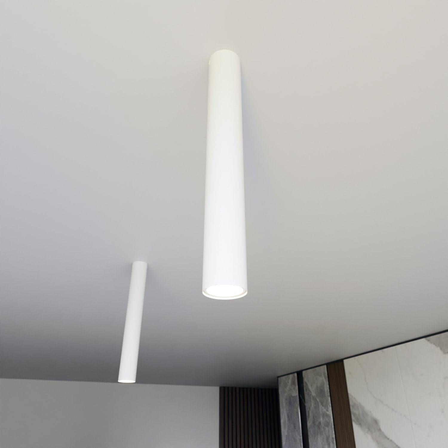 Plafoniera Moderna Faretto Tecno 1 Luce Acciaio Bianco 45 Cm in Faretti da soffitto LuceArt - Montecorvino Pugliano, commercioVirtuoso.it