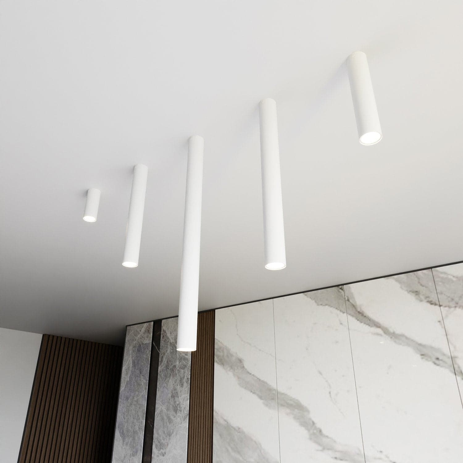 Plafoniera Moderna Faretto Tecno 1 Luce Acciaio Bianco 45 Cm in Faretti da soffitto LuceArt - Montecorvino Pugliano, commercioVirtuoso.it