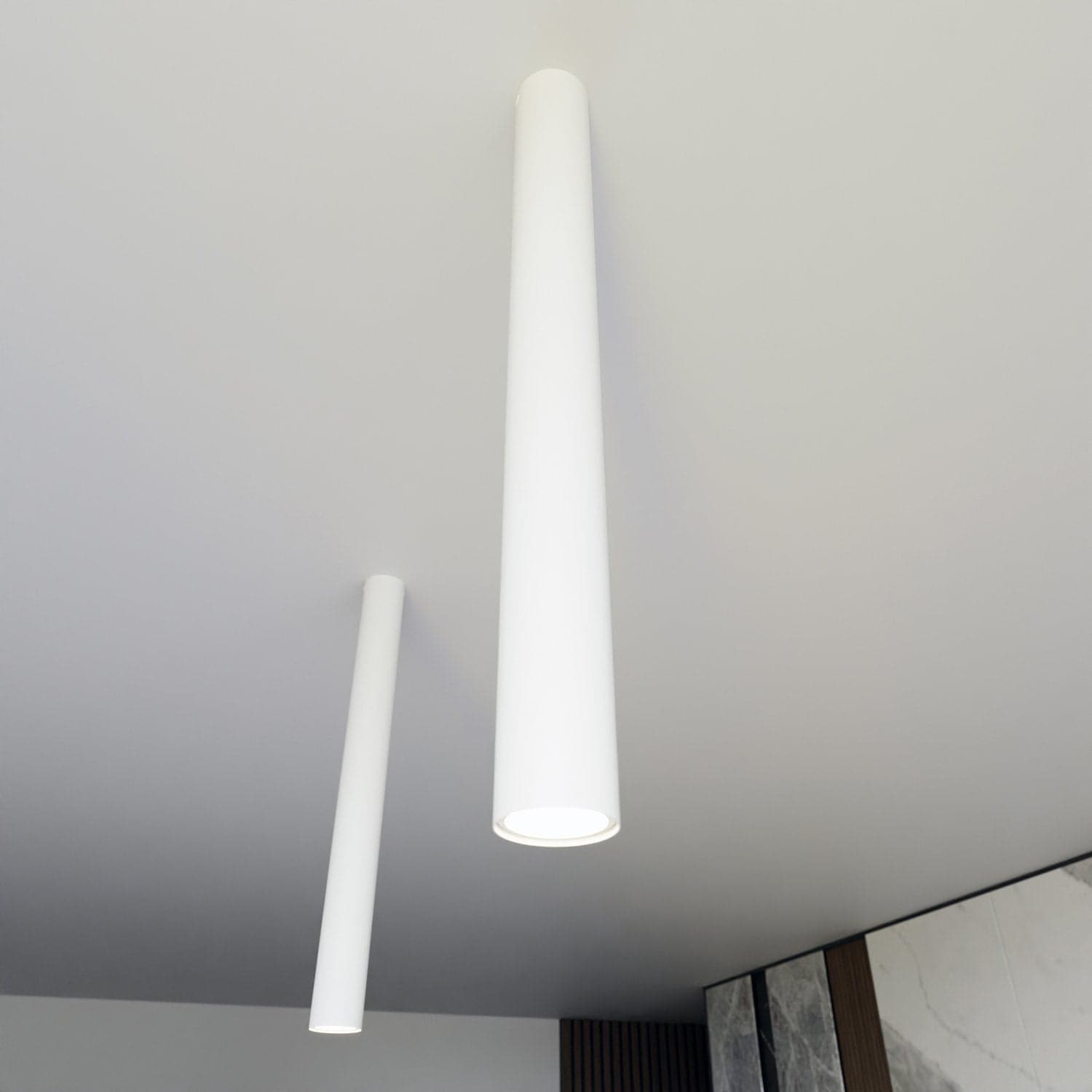 Plafoniera Moderna Faretto Tecno 1 Luce Acciaio Bianco 60 Cm in Faretti da soffitto LuceArt - Montecorvino Pugliano, commercioVirtuoso.it