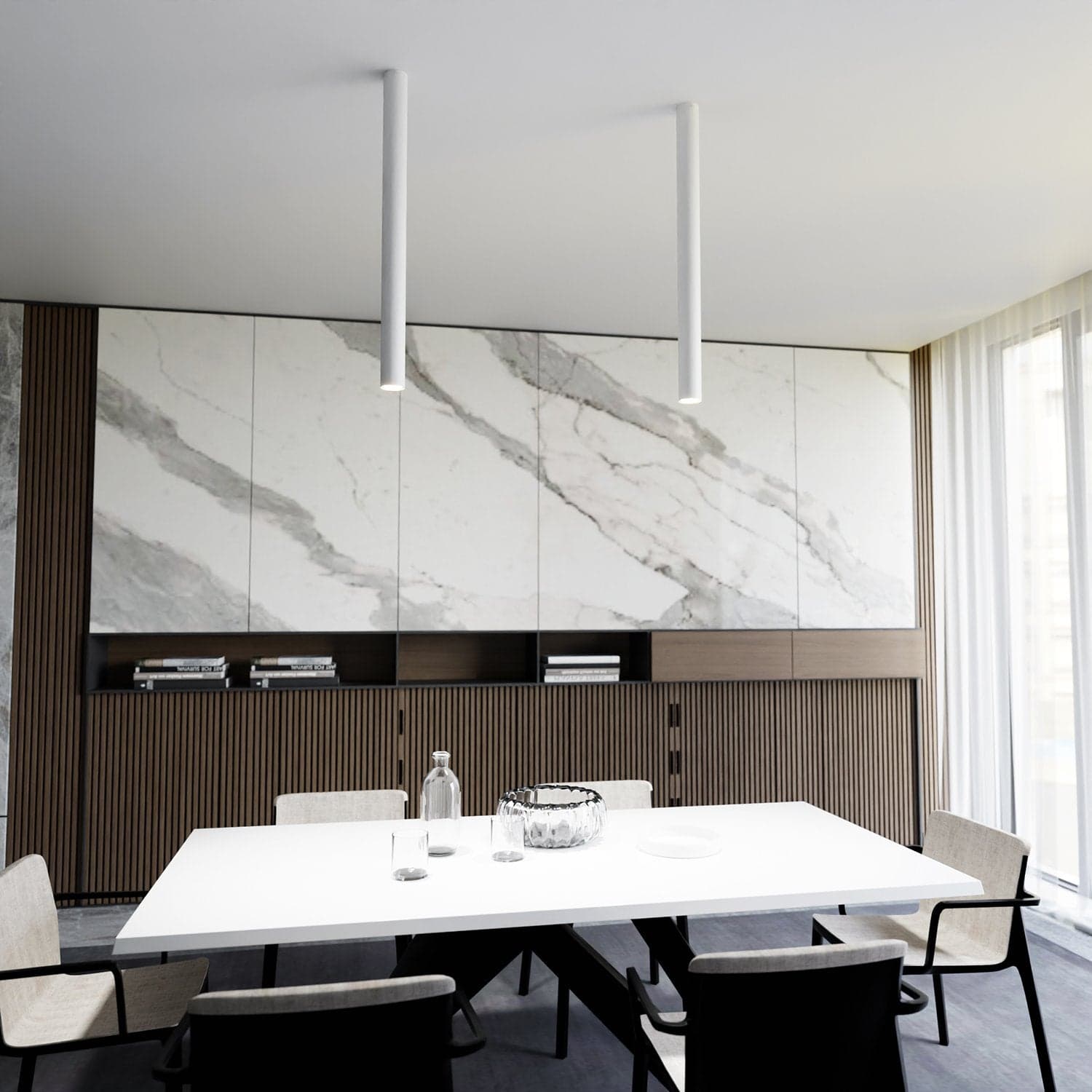 Plafoniera Moderna Faretto Tecno 1 Luce Acciaio Bianco 80 Cm in Faretti da soffitto LuceArt - Montecorvino Pugliano, commercioVirtuoso.it