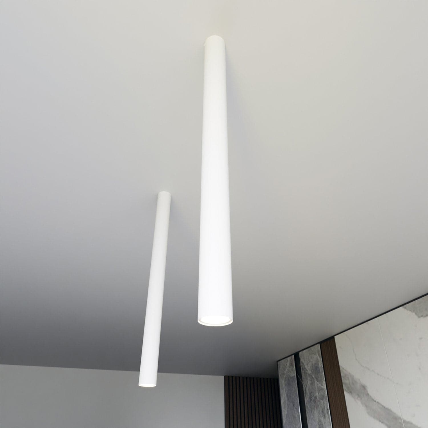 Plafoniera Moderna Faretto Tecno 1 Luce Acciaio Bianco 80 Cm in Faretti da soffitto LuceArt - Montecorvino Pugliano, commercioVirtuoso.it