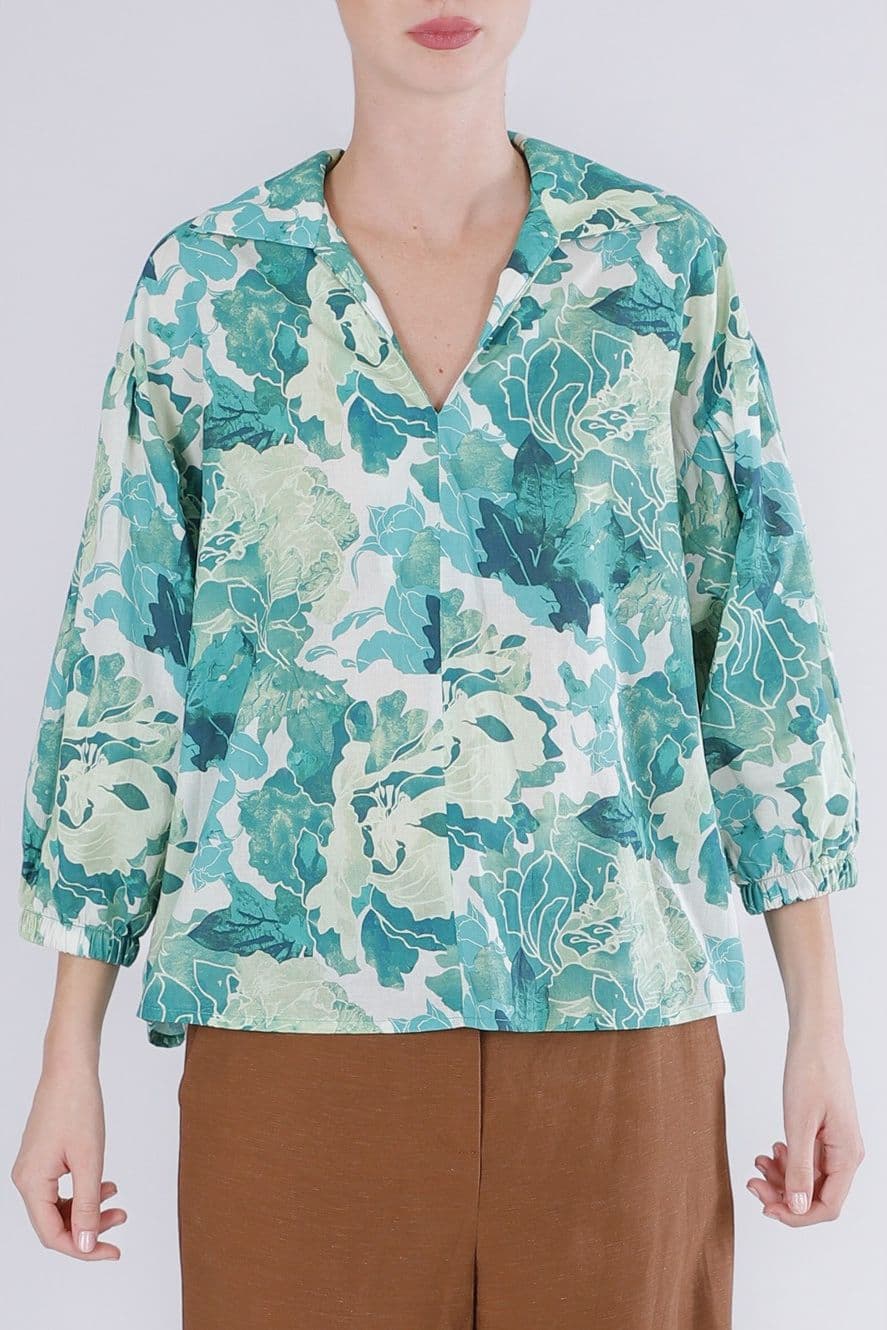 BLUSA IN MUSSOLA STAMPATA in T-Shirt 3A Moda Mare Sport - Bellaria Igea Marina, commercioVirtuoso.it