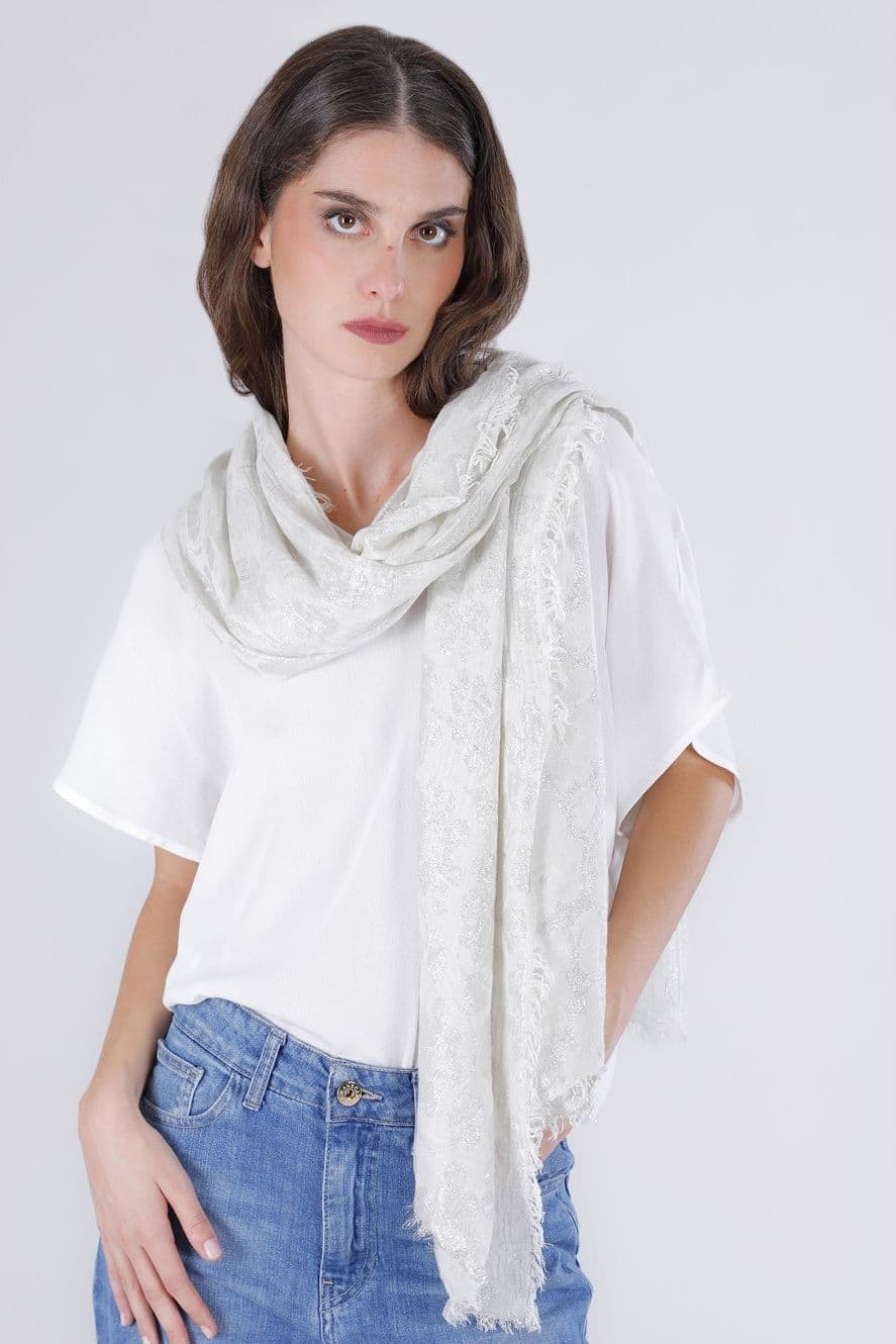 PASHMINA CON FIORI LUREX in Sciarpe 3A Moda Mare Sport - Bellaria Igea Marina, commercioVirtuoso.it