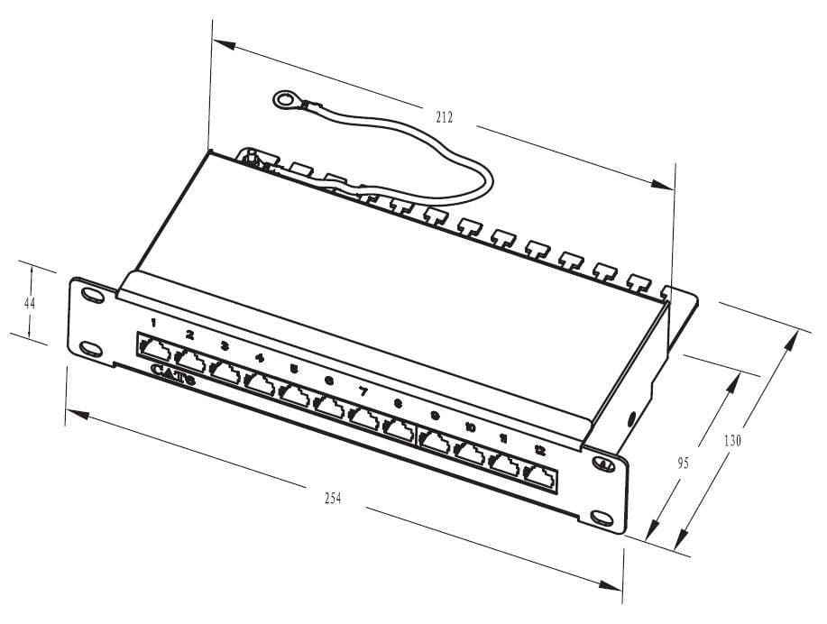 Pannello Patch 10'' STP 12 Posti RJ45 Cat. 6 Nero in Cavi Ethernet Scontolo.net - Potenza, commercioVirtuoso.it