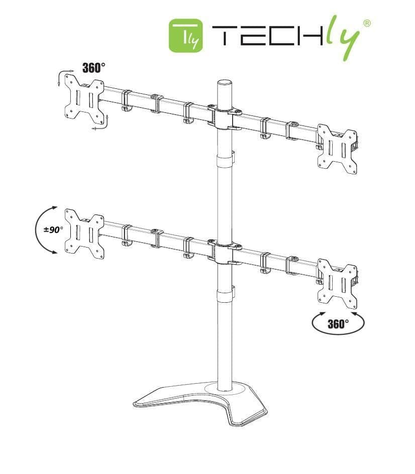 Supporto da Scrivania per 4 Monitor 13-27'' con base in Supporti Scontolo.net - Potenza, commercioVirtuoso.it