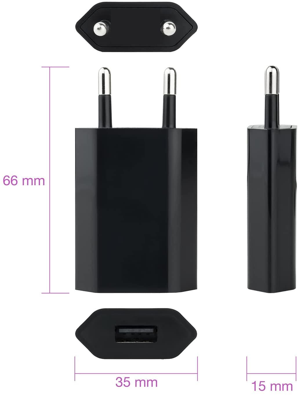 Caricatore USB 1A Compatto Spina Europea Nero in Caricabatterie da muro Scontolo.net - Potenza, commercioVirtuoso.it