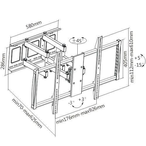 Staffa universale Full-Motion per fissaggio a parete di grandi schermi 60-100'' in Supporti da parete e da soffitto Scontolo.net - Potenza, commercioVirtuoso.it