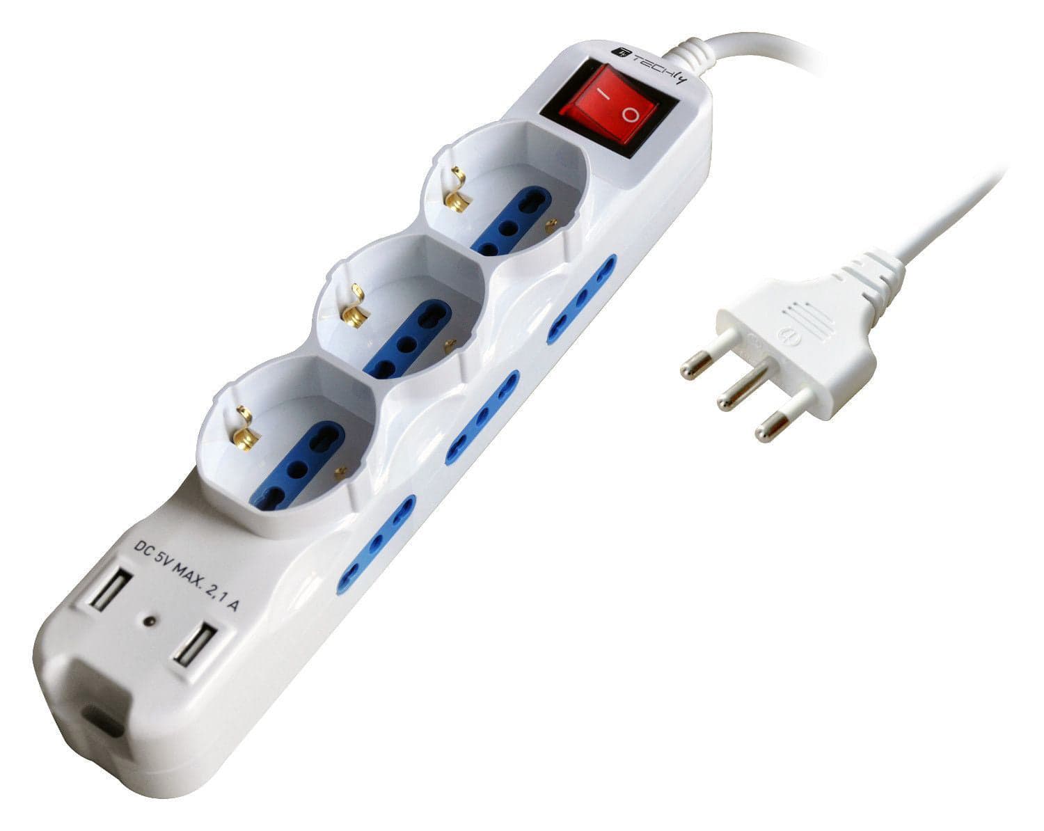 Multipresa 6 Posti Italiana Bipasso con 2 Prese USB Bianca in Multiprese Scontolo.net - Potenza, commercioVirtuoso.it