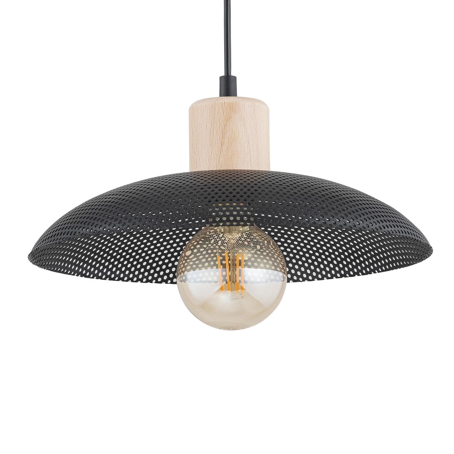 Sospensione Nordica Kobe 1 Luce In Legno E Acciaio Nero in Lampade a sospensione LuceArt - Montecorvino Pugliano, commercioVirtuoso.it