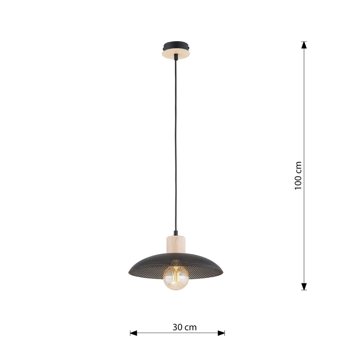 Sospensione Nordica Kobe 1 Luce In Legno E Acciaio Nero in Lampade a sospensione LuceArt - Montecorvino Pugliano, commercioVirtuoso.it