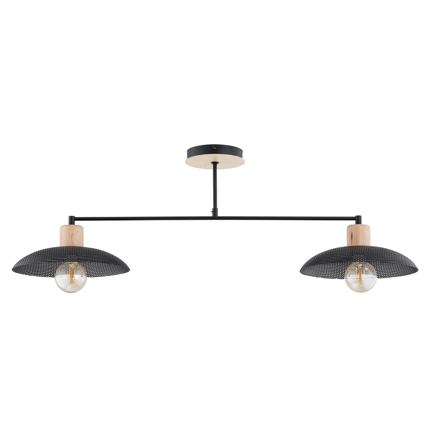 Plafoniera Nordica Kobe 2 Luci In Legno E Acciaio Nero in Lampade a sospensione LuceArt - Montecorvino Pugliano, commercioVirtuoso.it
