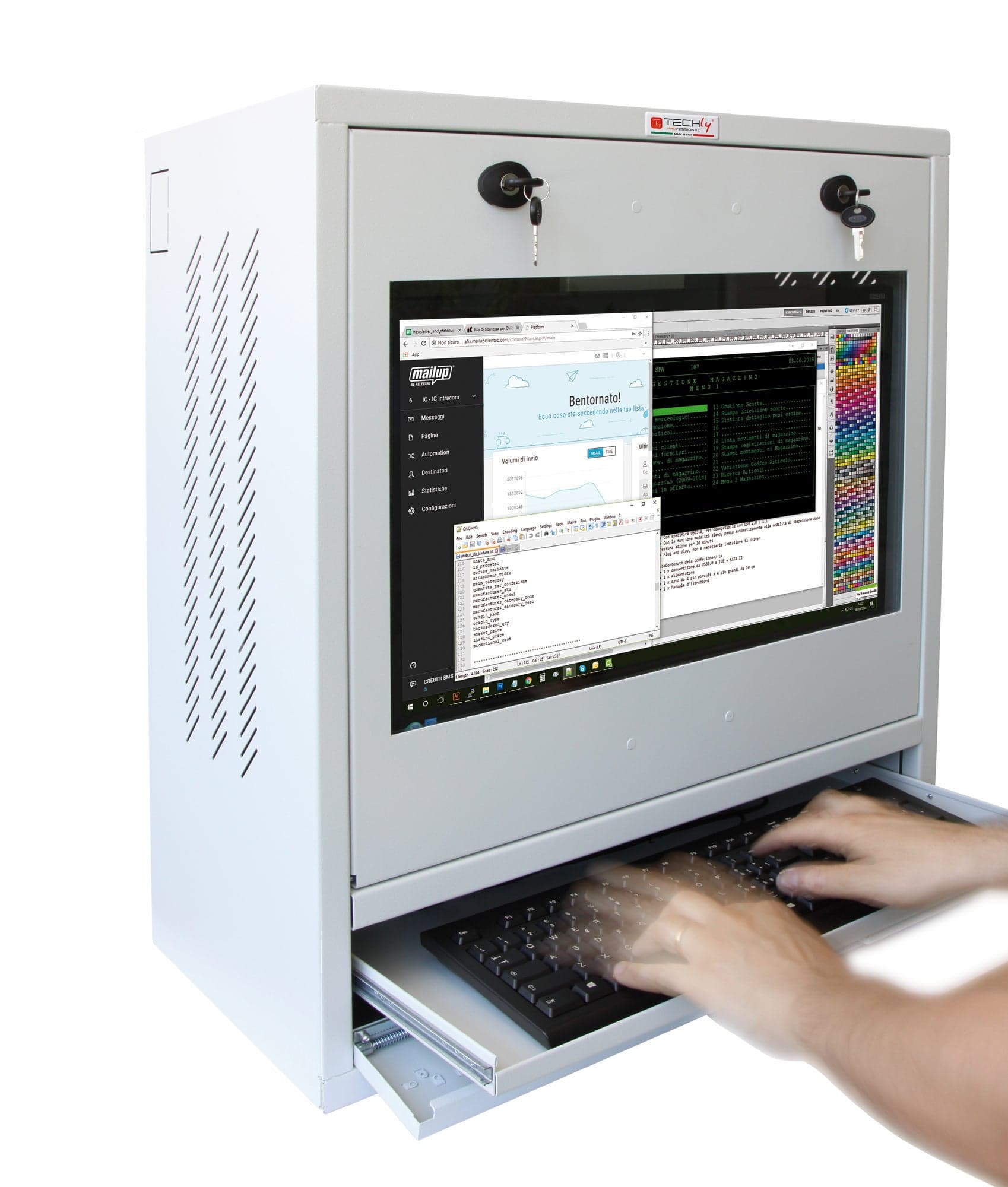 Armadio di sicurezza per PC, monitor touch LCD e tastiera Grigio senza vetro in Postazioni di lavoro per computer Scontolo.net - Potenza, commercioVirtuoso.it