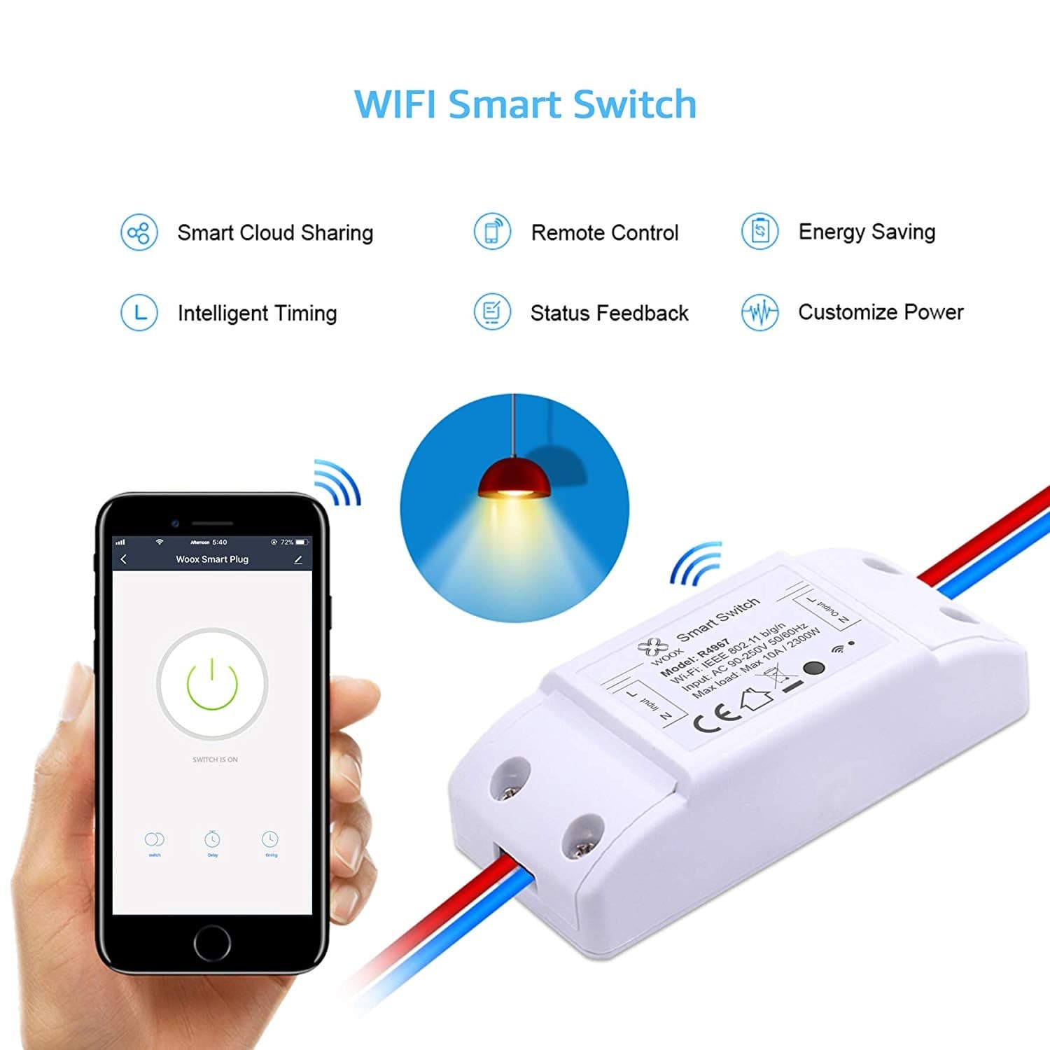 Interruttore Switch Smart Home 10A WiFi Universale, R4967 in Timer Scontolo.net - Potenza, commercioVirtuoso.it