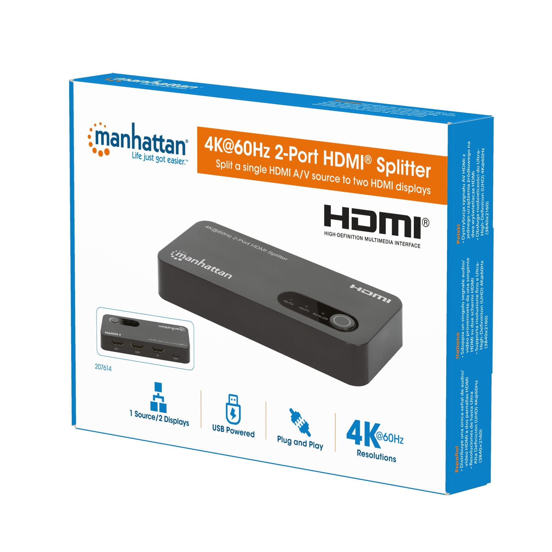 Splitter HDMI 4K@60Hz UHD 3D con LED 2 vie in Cavi HDMI Scontolo.net - Potenza, commercioVirtuoso.it