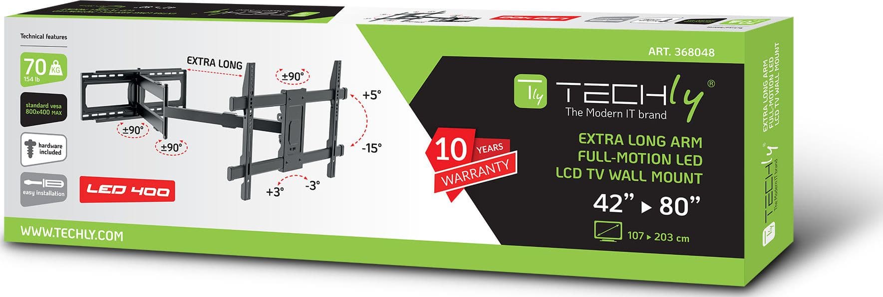 Supporto a Muro Extra Long Full Motion per TV 42-80'' in Supporti da parete e da soffitto Scontolo.net - Potenza, commercioVirtuoso.it