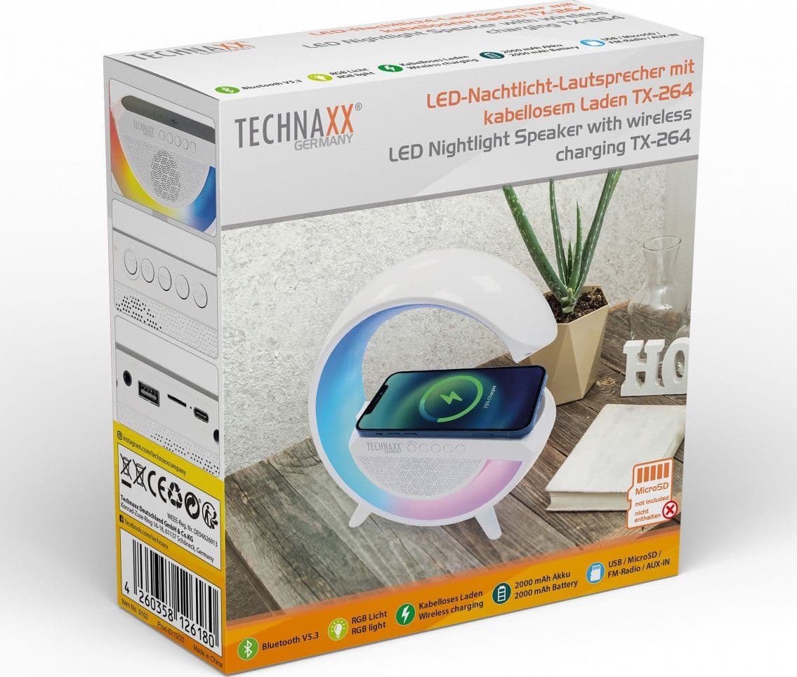 Altoparlante Bluetooth v5.3 con Luce LED e Ricarica Wireless, TX-264 in Wake-up Light Scontolo.net - Potenza, commercioVirtuoso.it