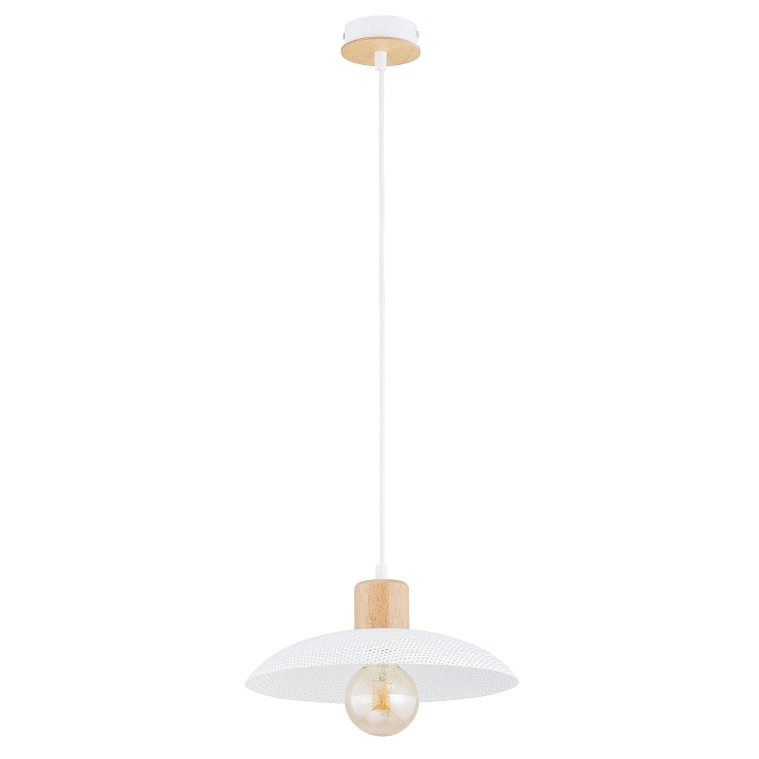 Sospensione Nordica Kobe 1 Luce In Legno E Acciaio Bianco in Lampade a sospensione LuceArt - Montecorvino Pugliano, commercioVirtuoso.it
