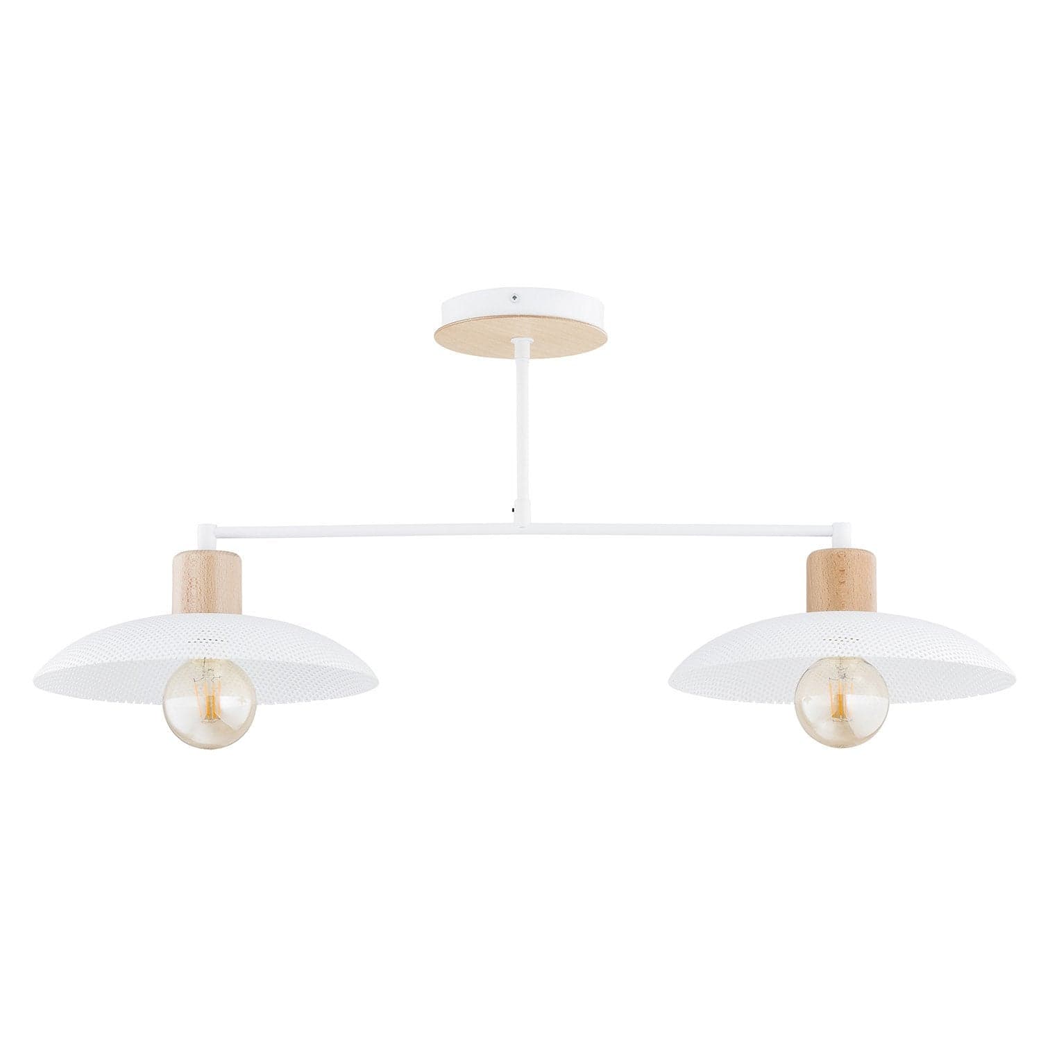 Plafoniera Nordica Kobe 2 Luci In Legno E Acciaio Bianco in Plafoniere LuceArt - Montecorvino Pugliano, commercioVirtuoso.it