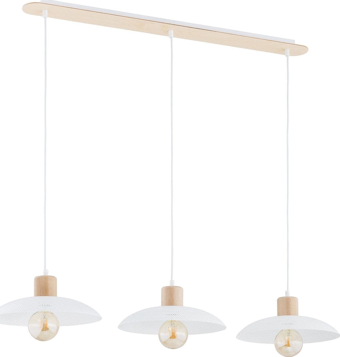 Sospensione Nordica Kobe 3 Luci In Legno E Acciaio Bianco in Lampade a sospensione LuceArt - Montecorvino Pugliano, commercioVirtuoso.it