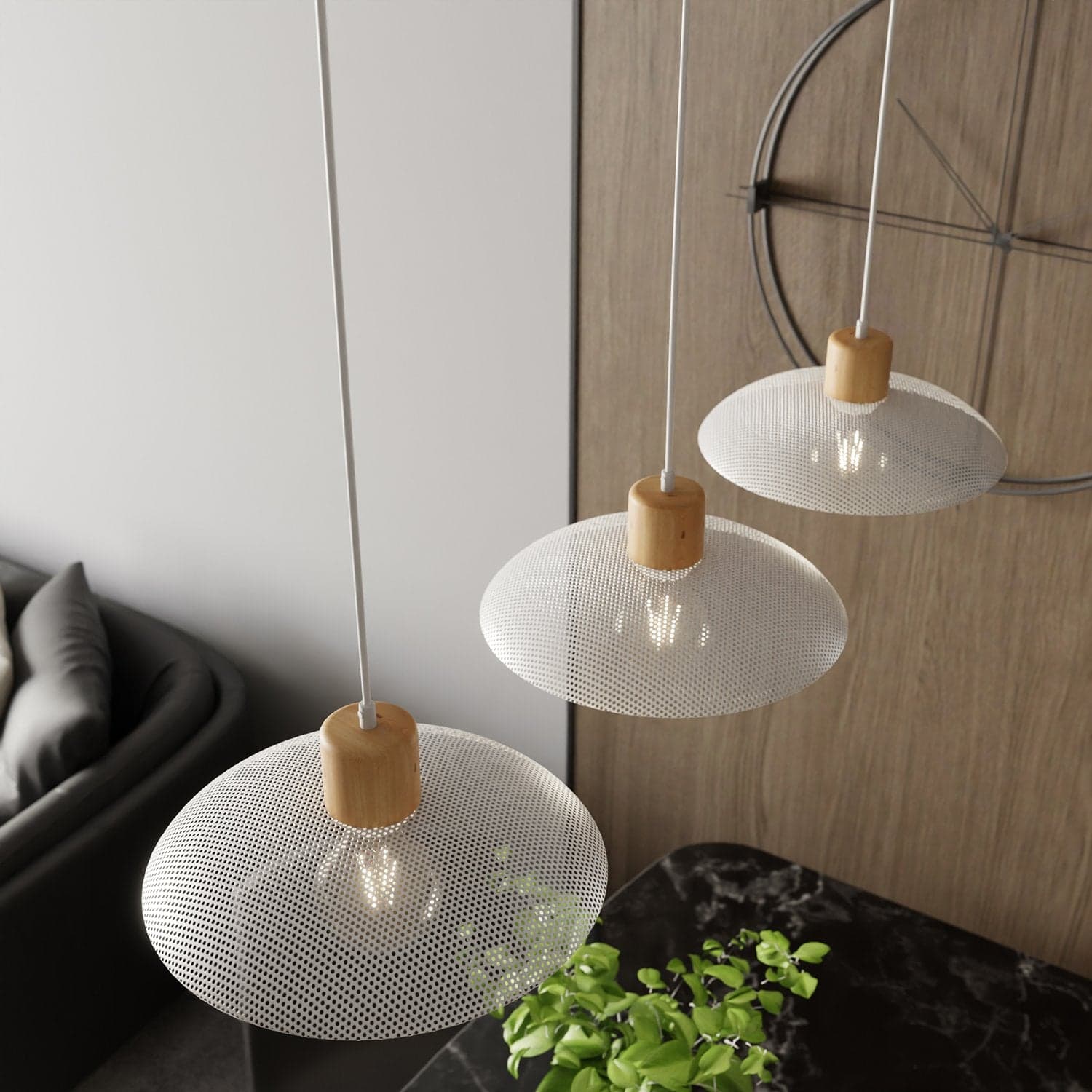 Sospensione Nordica Kobe 3 Luci In Legno E Acciaio Bianco in Lampade a sospensione LuceArt - Montecorvino Pugliano, commercioVirtuoso.it