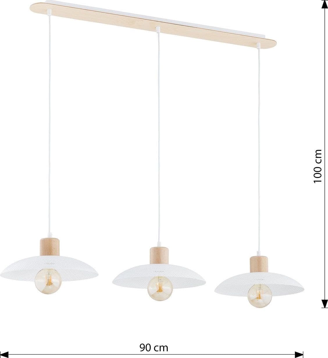 Sospensione Nordica Kobe 3 Luci In Legno E Acciaio Bianco in Lampade a sospensione LuceArt - Montecorvino Pugliano, commercioVirtuoso.it
