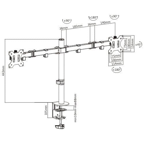 Supporto da Scrivania per 2 Monitor 13-32'' a Morsetto in Supporti Scontolo.net - Potenza, commercioVirtuoso.it