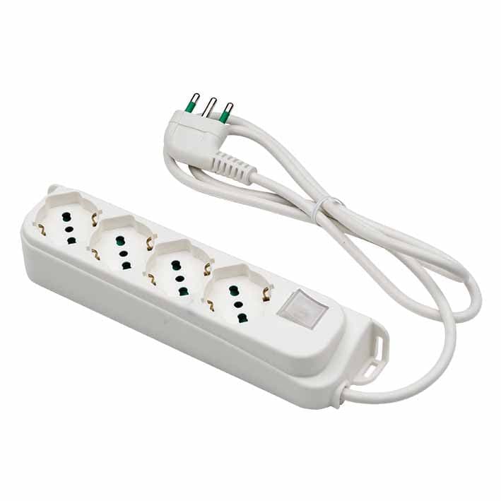 Multipresa 4 Posti Schuko con Interruttore e Cavo 1,5m Bianca in Multiprese Scontolo.net - Potenza, commercioVirtuoso.it