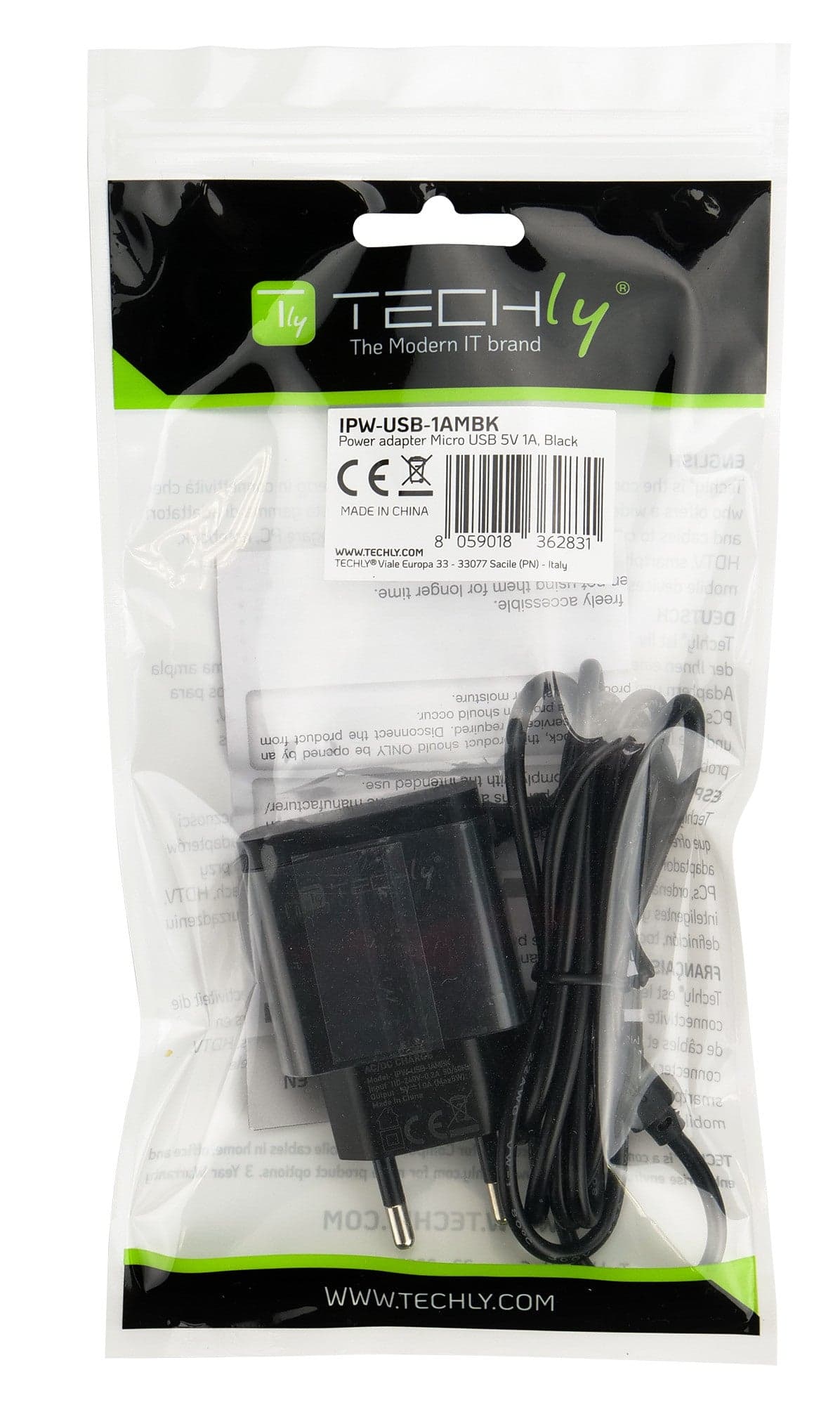 Caricabatterie Alimentatore Micro USB 5V 1A per Smartphone Tablet Nero in Caricabatterie da muro Scontolo.net - Potenza, commercioVirtuoso.it
